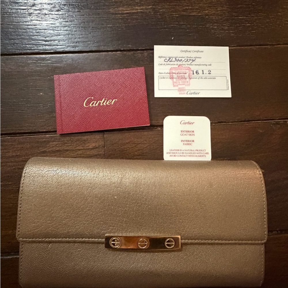 Cartier Leather Wallet with Gold Hardware